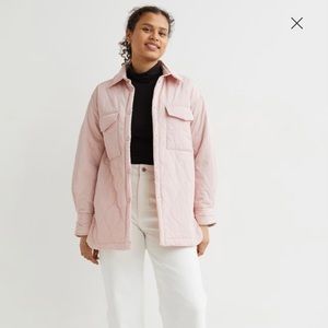 H&M pale pink puffer shirt jacket